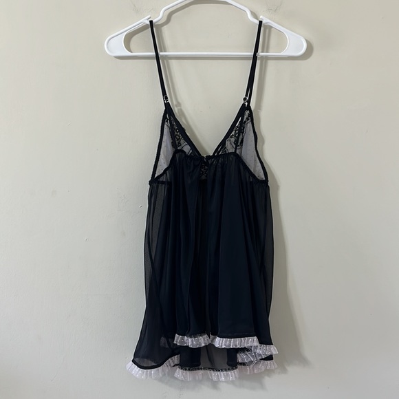 Victoria’s Secret Black Lace Babydoll Pink Lace Detail Lingerie Top Size Medium - Picture 5 of 10